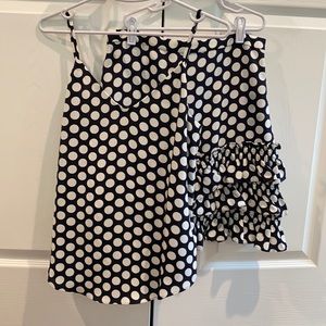 J crew navy polka dot tank and skirt size 00